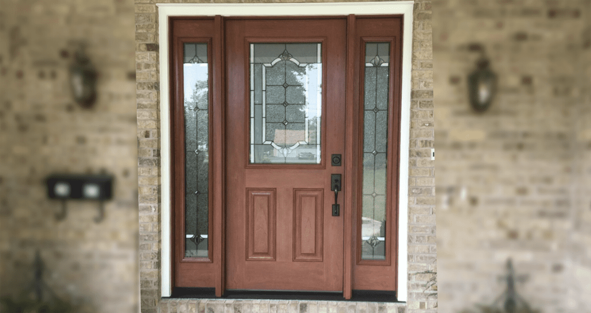door with decorative glass