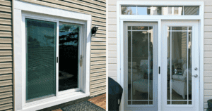 Collage of glass sliding doors