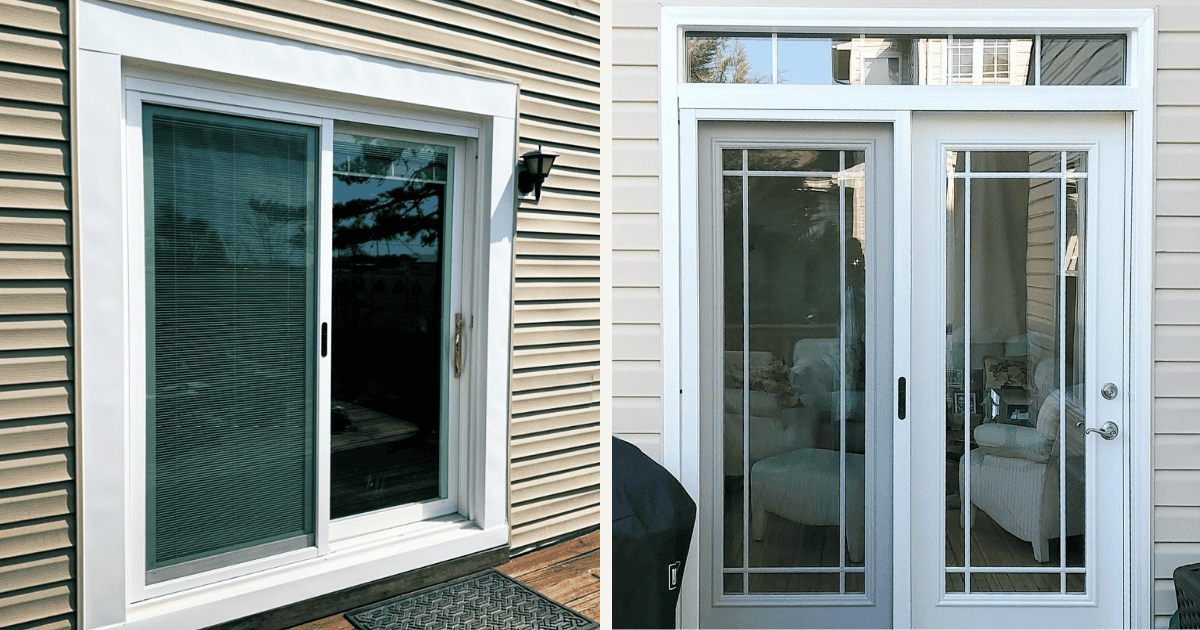 Collage of glass sliding doors